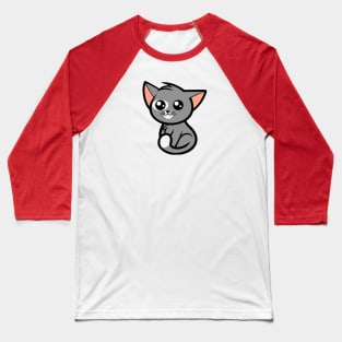 Cute Grey Kawaii Kitten Baseball T-Shirt